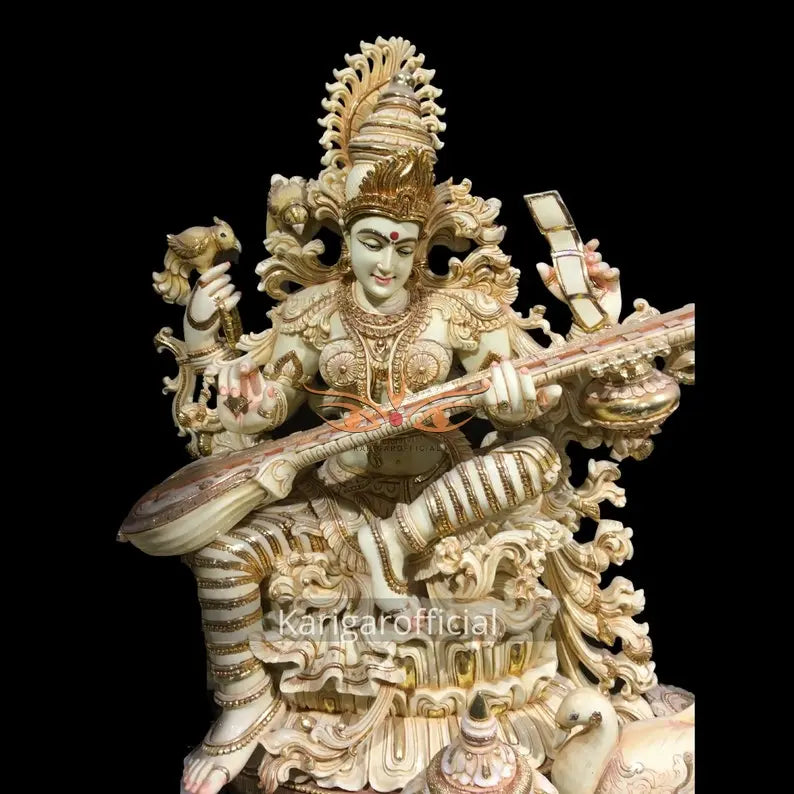 Saraswati marble statue 36 inch - gallery view 6