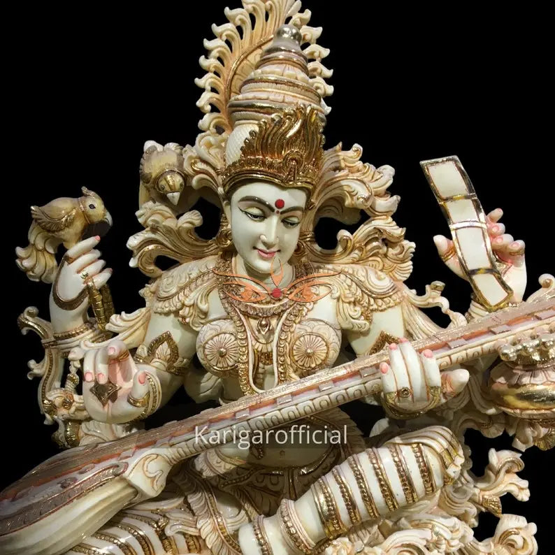 Saraswati marble statue 36 inch - gallery view 2