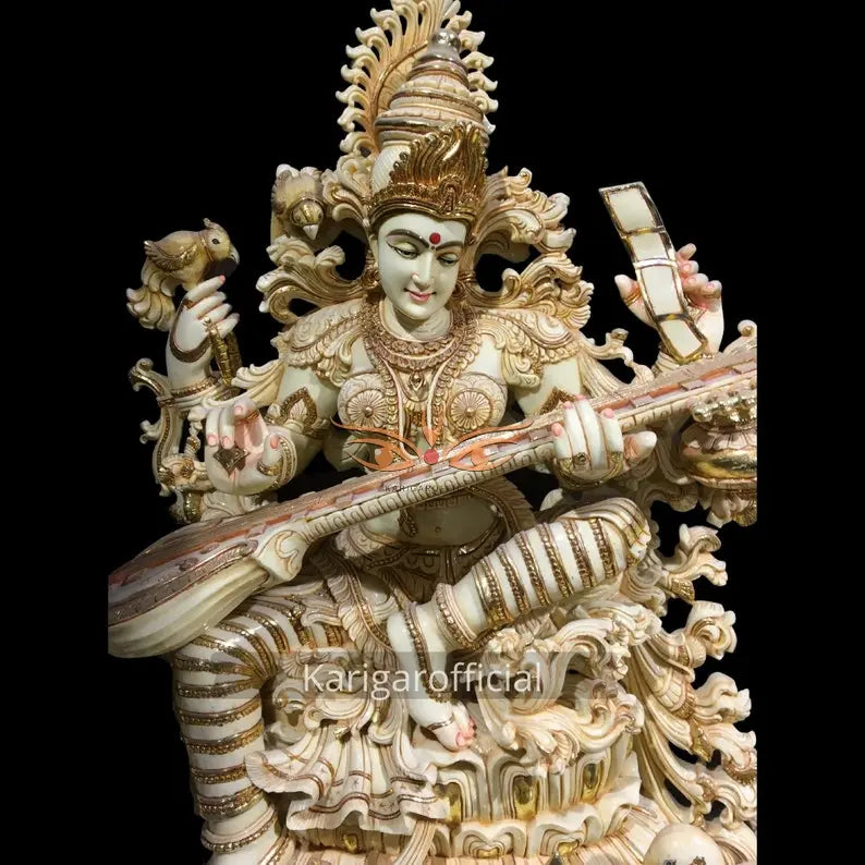 Saraswati marble statue 36 inch - gallery view 7