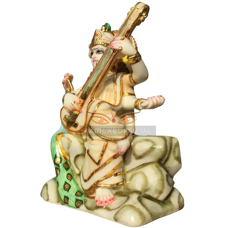 Saraswati marble statue 12 inch pure white - gallery view 5