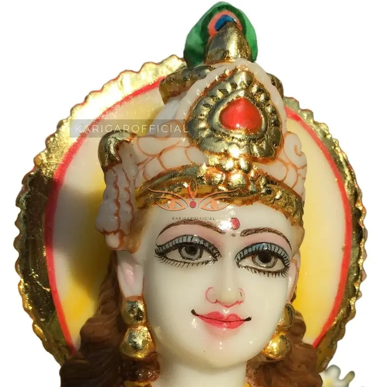 Saraswati marble statue 12 inch pure white - gallery view 3