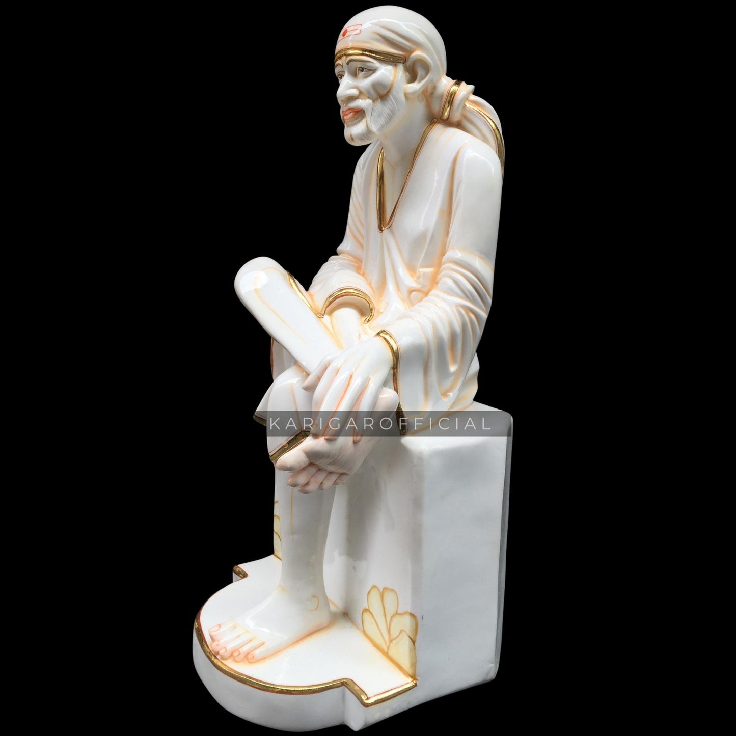 Estatua de Sai Baba, Satya Sai Murti de mármol blanco, ídolo Sai Baba grande de 24 pulgadas, figura de Sai Baba Divina Hindú del Dios desinteresado, escultura de Shirdi Sai Baba, regalos de inauguración del templo del hogar Sri DattaGuru