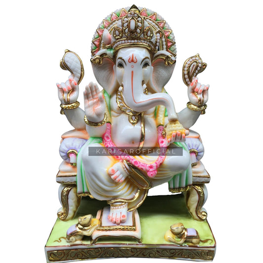 Estatua de Ganesha grande de mármol de 18'' Ganesh Murti El mejor regalo de inauguración de la casa