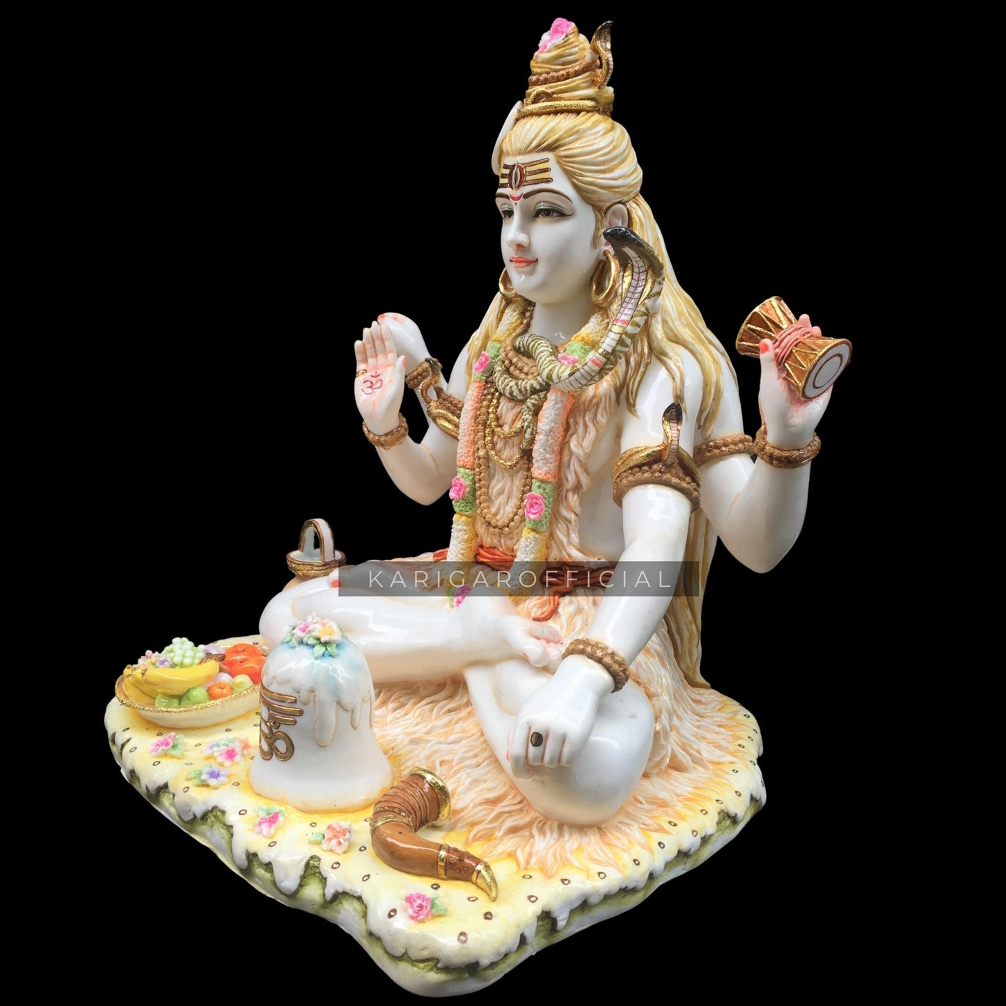 Large 21" Shiva Statue Murti | Adiyogi Mahadev Marble Idol for Yoga Studios & Home Temples