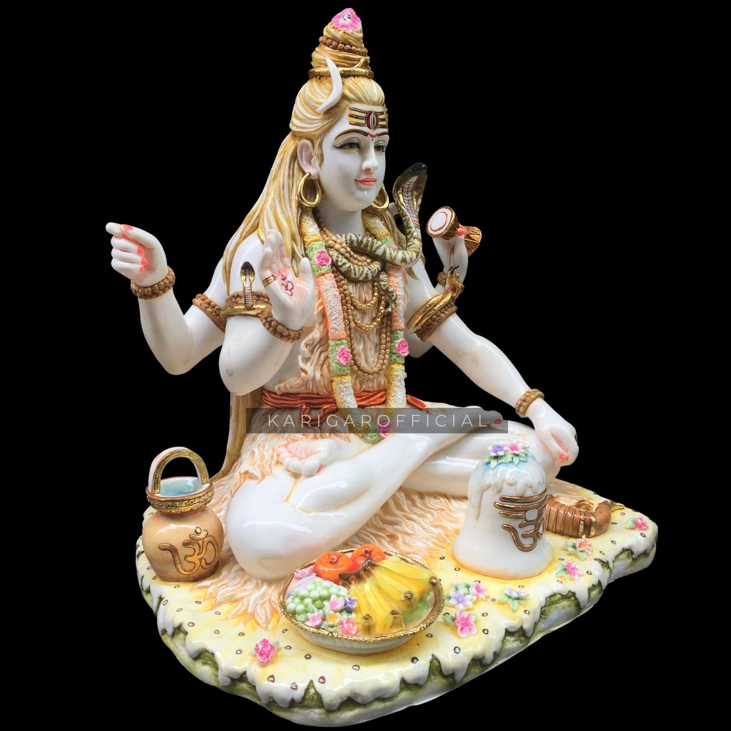 Large 21" Shiva Statue Murti | Adiyogi Mahadev Marble Idol for Yoga Studios & Home Temples