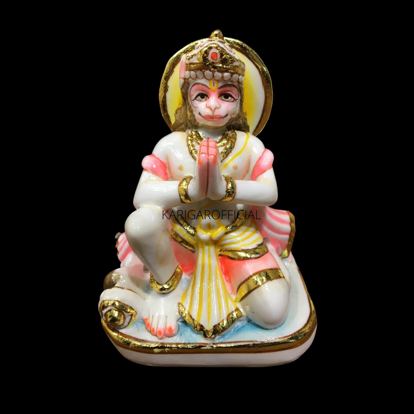 Ram Darbar Statue, Large 12 inches Marble Ram Darbar Murti, Hindu Religious Shri Ram Sita Laxman Hanuman Idol, Multicolor Handpainted Figurine, Beautiful Home Temple Sculpture Housewarming Gifts