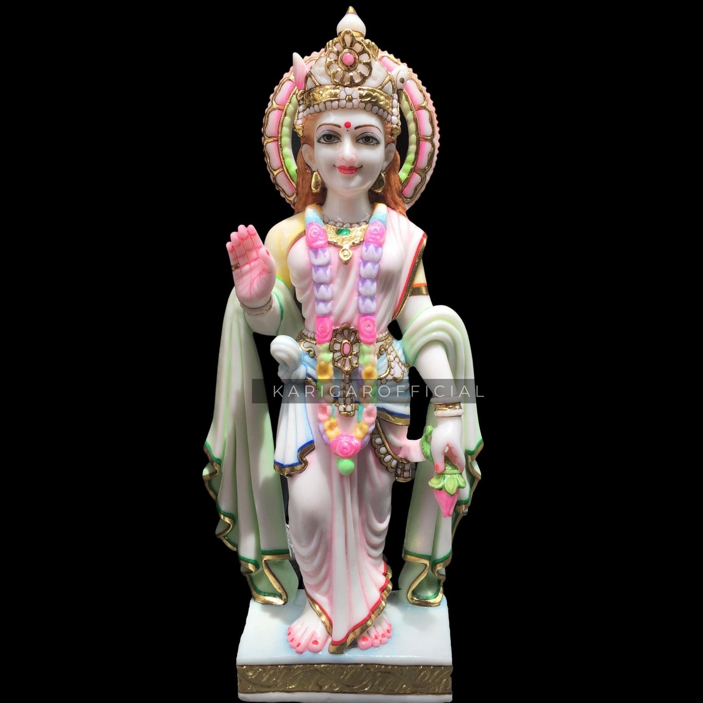 Ram Darbar Statue 24 inches Hand Painted Marble Ram darbar Murti Large Ram Darbar Statues Lord Rama Hanuman Lakshman Sita Mata Temple Hindu God Home Temple decor Diwali Housewarming Gifts Sculpture