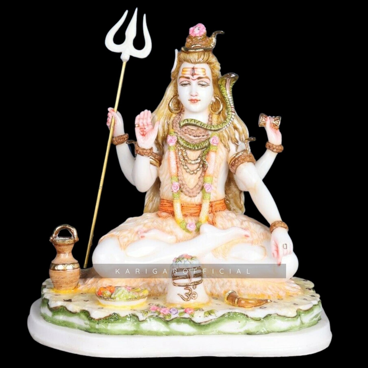 Shiva Statue, Large 13 inches Shiv Murti, Multicolor Mahadev Shankar Sculpture, Marble Shiv Bholenath Figurine, Hindu Religious God Deity, Big Neelkanth Idol, Perfect Home Temple Housewarming Gifts