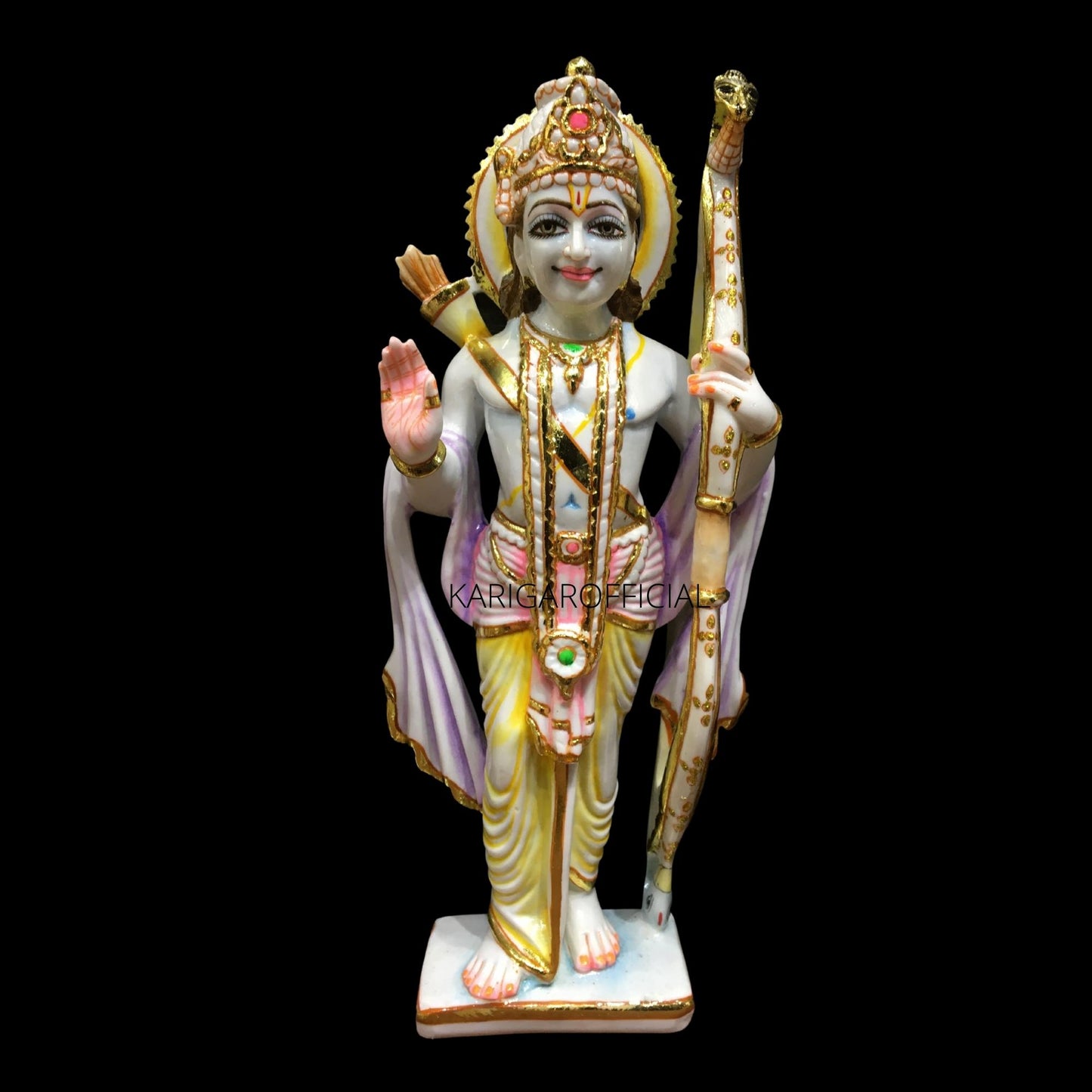 Ram Darbar Statue, Large 12 inches Marble Ram Darbar Murti, Hindu Religious Shri Ram Sita Laxman Hanuman Idol, Multicolor Handpainted Figurine, Beautiful Home Temple Sculpture Housewarming Gifts