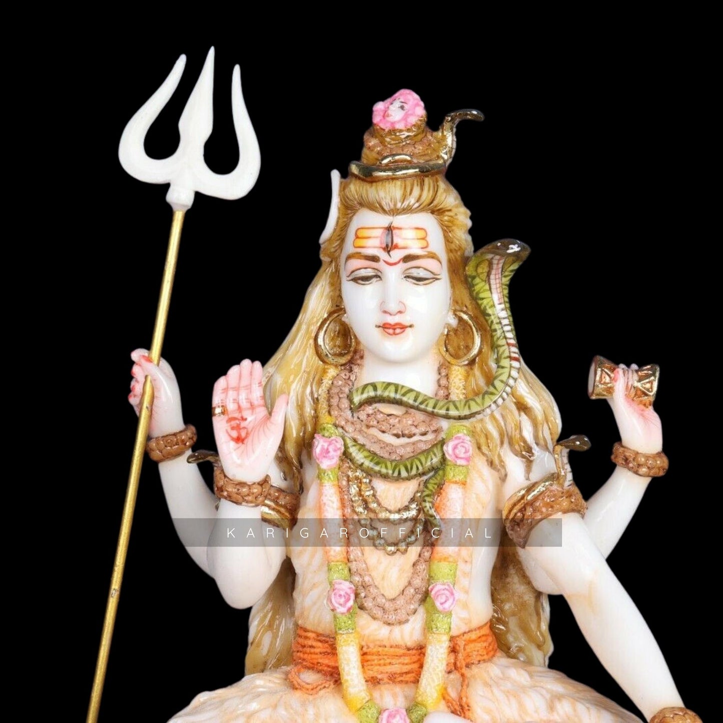 Shiva Statue, Large 13 inches Shiv Murti, Multicolor Mahadev Shankar Sculpture, Marble Shiv Bholenath Figurine, Hindu Religious God Deity, Big Neelkanth Idol, Perfect Home Temple Housewarming Gifts