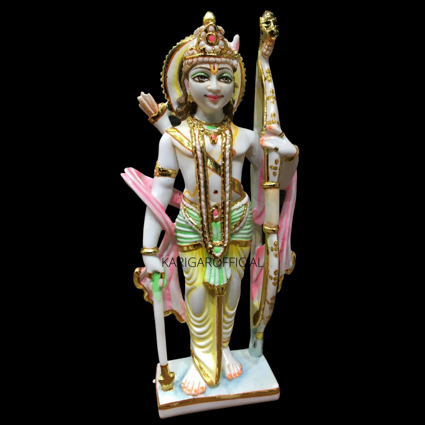 Ram Darbar Statue, Large 12 inches Marble Ram Darbar Murti, Hindu Religious Shri Ram Sita Laxman Hanuman Idol, Multicolor Handpainted Figurine, Beautiful Home Temple Sculpture Housewarming Gifts