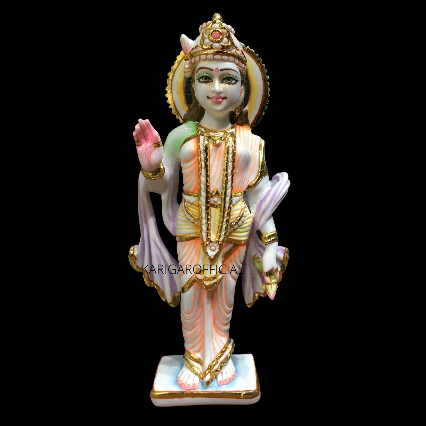 Ram Darbar Statue, Large 12 inches Marble Ram Darbar Murti, Hindu Religious Shri Ram Sita Laxman Hanuman Idol, Multicolor Handpainted Figurine, Beautiful Home Temple Sculpture Housewarming Gifts