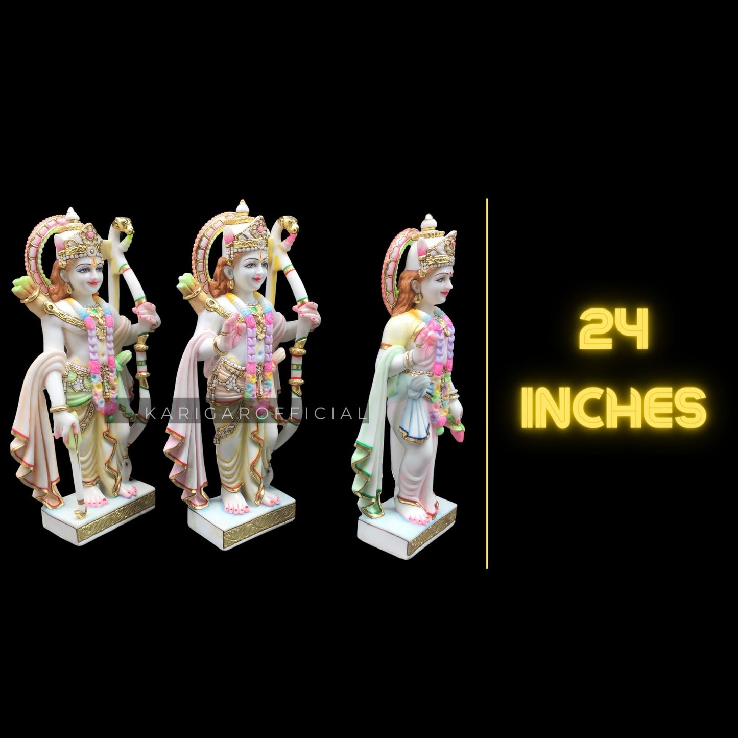 Ram Darbar Statue 24 inches Hand Painted Marble Ram darbar Murti Large Ram Darbar Statues Lord Rama Hanuman Lakshman Sita Mata Temple Hindu God Home Temple decor Diwali Housewarming Gifts Sculpture