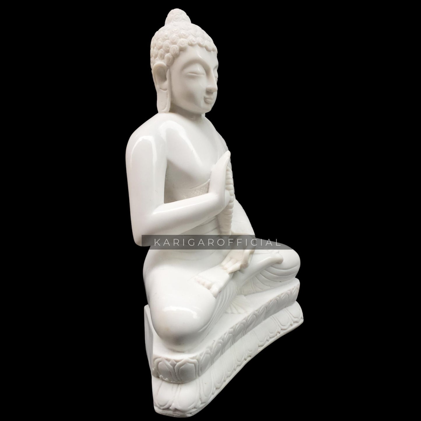 Estatua de Buda de mármol blanco enseñando meditación en flor de loto 18'' 