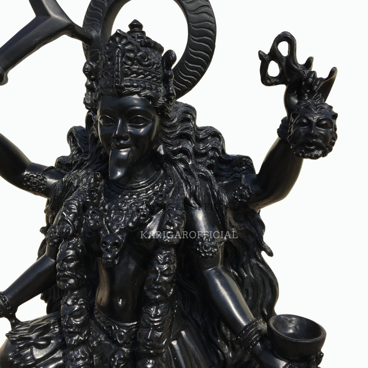 Maa Kali de pie sobre Shiva Estatua negra de Mahakali de 27 pulgadas para el templo del hogar 