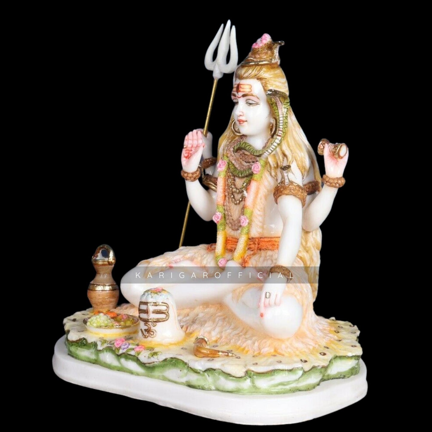 Shiva Statue, Large 13 inches Shiv Murti, Multicolor Mahadev Shankar Sculpture, Marble Shiv Bholenath Figurine, Hindu Religious God Deity, Big Neelkanth Idol, Perfect Home Temple Housewarming Gifts