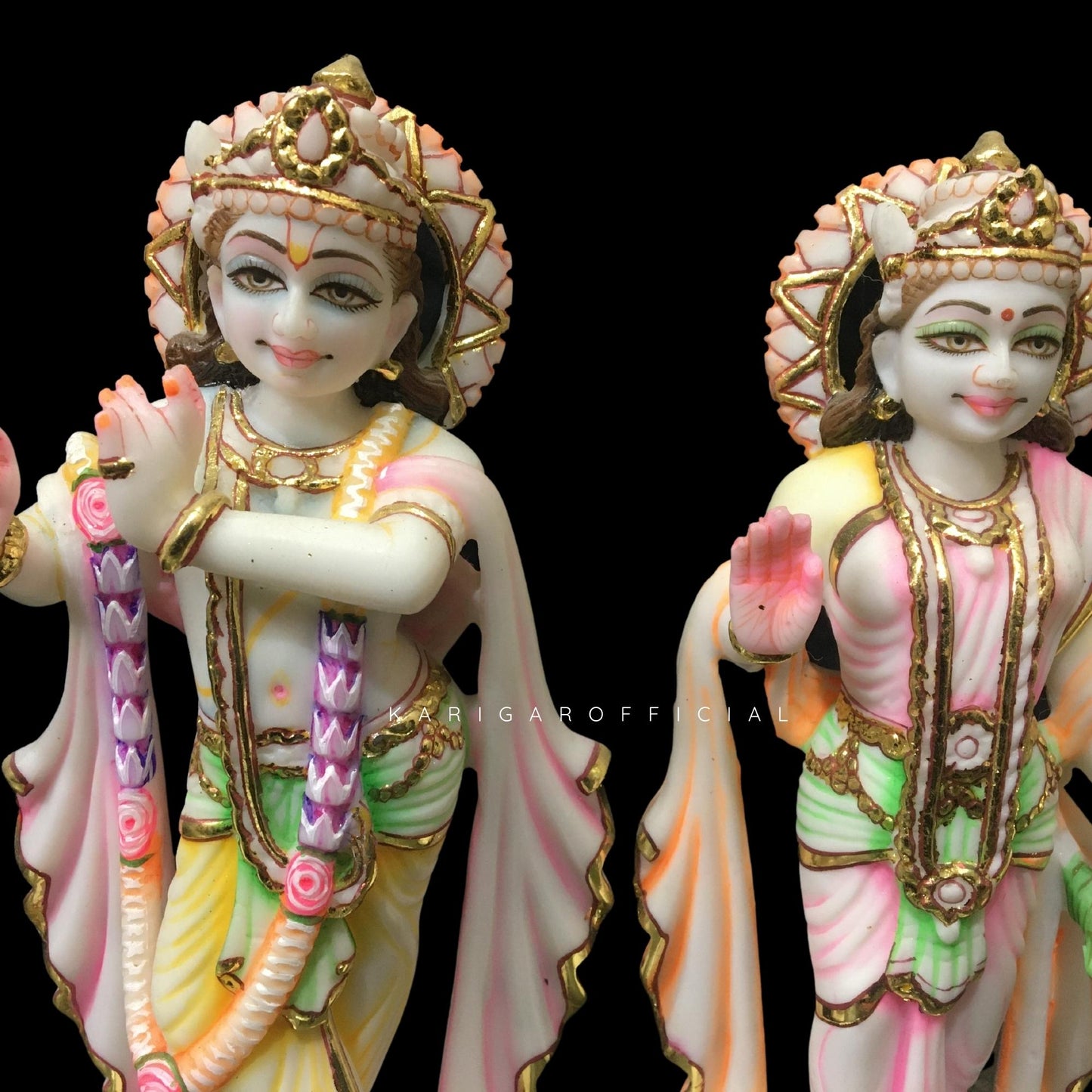 Radha Krishna Statue, Large 9 inches Marble RadhaKrishna idol, Divine Love couple Murti, Handpainted Multicolor Murlimanohar Figurine, Special Home Temple Decor, Wedding Housewarming Anniversary Gifts