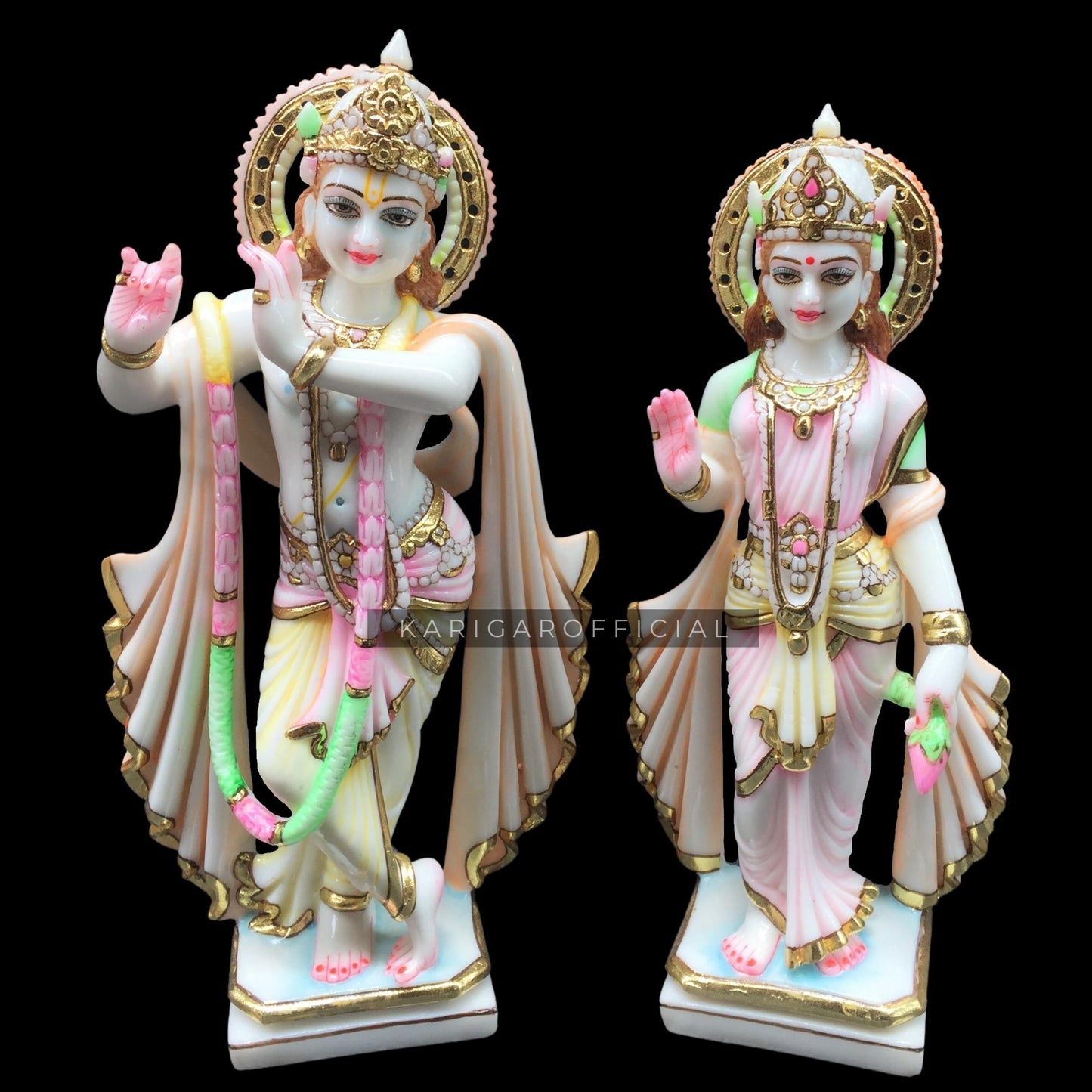 Radha Krishna Statue Murti Large 15 inches Marble Radha Krishna idol Hindu god divine Love couple Krishna figurine Handpainted Radha Krishna Special Home Temple Sculpture New Anniversary Wedding gifts