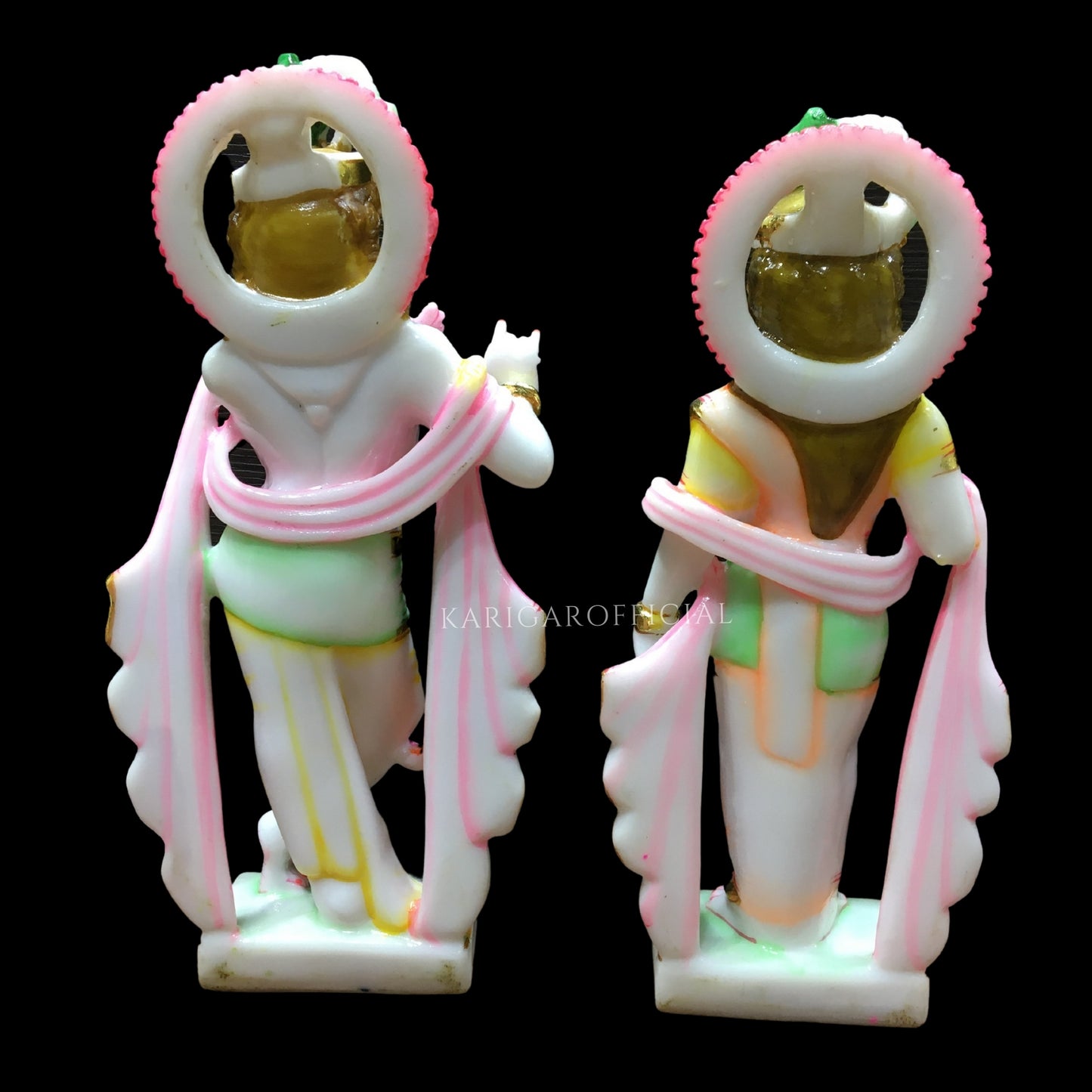 Estatua de Radha Krishna, pareja divina hindú, ídolo de pareja religiosa de mármol grande de 12 pulgadas, decoración del templo del hogar, Radha Krishna Murti pintado a mano, escultura especial para regalos de aniversario de inauguración de la casa