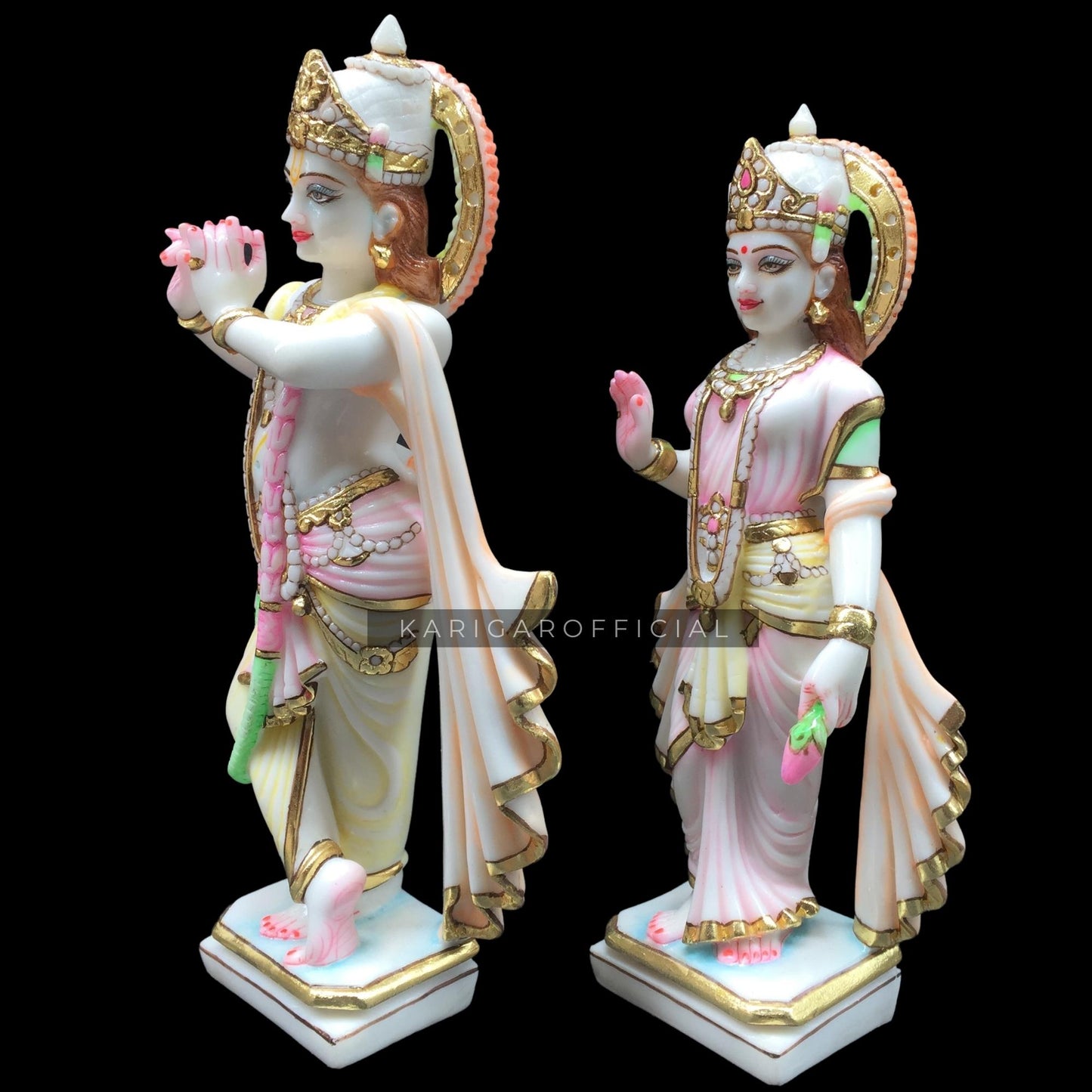 Radha Krishna Statue Murti Large 15 inches Marble Radha Krishna idol Hindu god divine Love couple Krishna figurine Handpainted Radha Krishna Special Home Temple Sculpture New Anniversary Wedding gifts