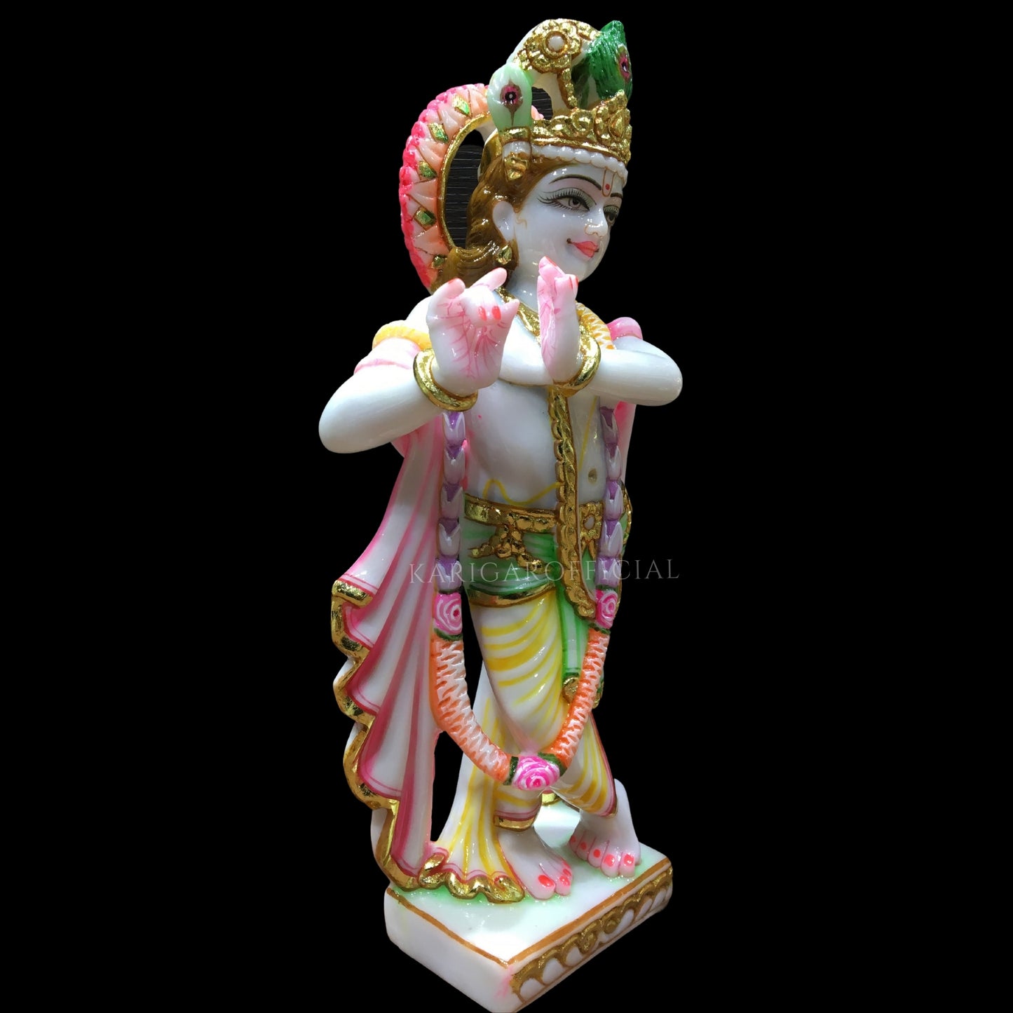 Radha Krishna Statue Hindu Divine Couple, Large 12 inches Marble Religious Couple idol, Home Temple Decoration, Handpainted Radha Krishna Murti Special Wedding Housewarming Anniversary Gifts Sculpture