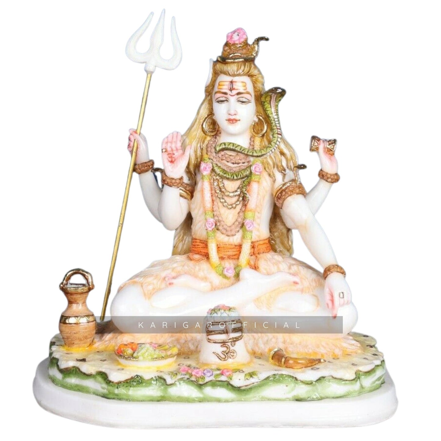 Shiva Statue, Large 13 inches Shiv Murti, Multicolor Mahadev Shankar Sculpture, Marble Shiv Bholenath Figurine, Hindu Religious God Deity, Big Neelkanth Idol, Perfect Home Temple Housewarming Gifts