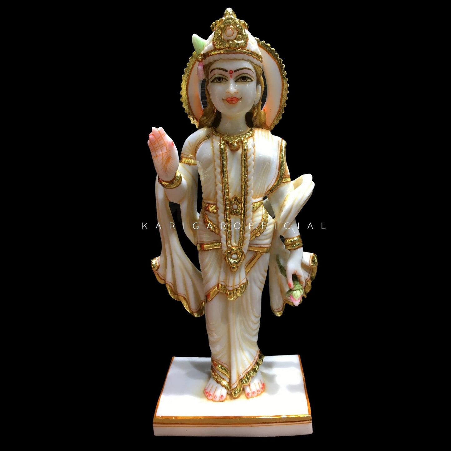 Ram Darbar Statue, Large 12 inches White Marble Gold Leaf Work Ram Darbar Murti, Hindu Religious Shri Ram Sita Laxman Hanuman Idol, Beautiful Home Temple Sculpture Housewarming Gifts