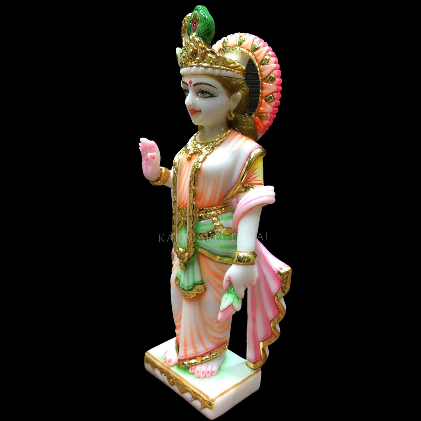 Radha Krishna Statue Hindu Divine Couple, Large 12 inches Marble Religious Couple idol, Home Temple Decoration, Handpainted Radha Krishna Murti Special Wedding Housewarming Anniversary Gifts Sculpture