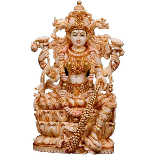 Estatua de Lakshmi - 15 pulgadas Diosa de mármol Diosa india Estatua grande de Lakshmi - Figura de mármol de Laxmi, Diosa de la riqueza, néctar inmortal, ídolo de Laxmi - Escultura de Lakshmi Decoración del hogar Regalos de aniversario