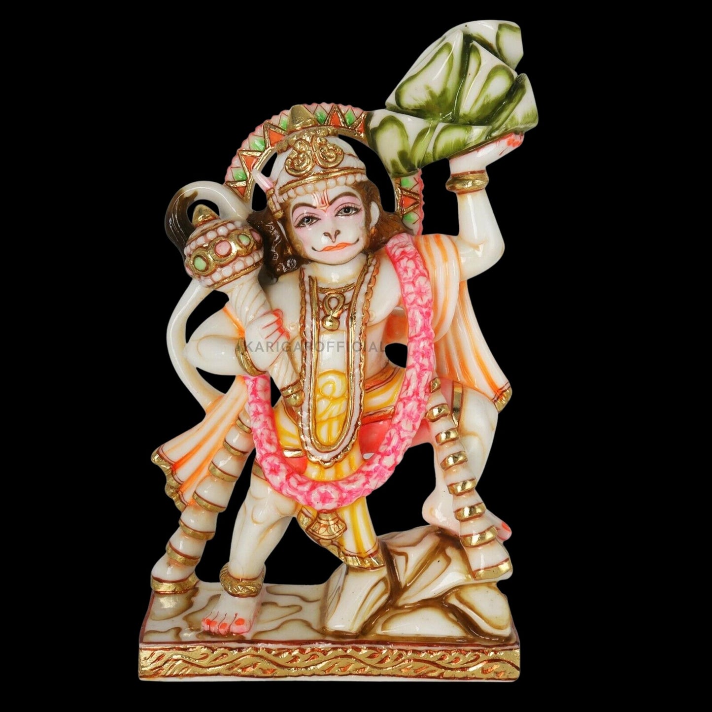 Lord Hanuman Statue, 12 inches Hand Painted Marble Blessing Lord Hanuman Figurine, Hanuman Idol. Hindu Monkey god of Devotion, Strength, Celibacy & Bhakti