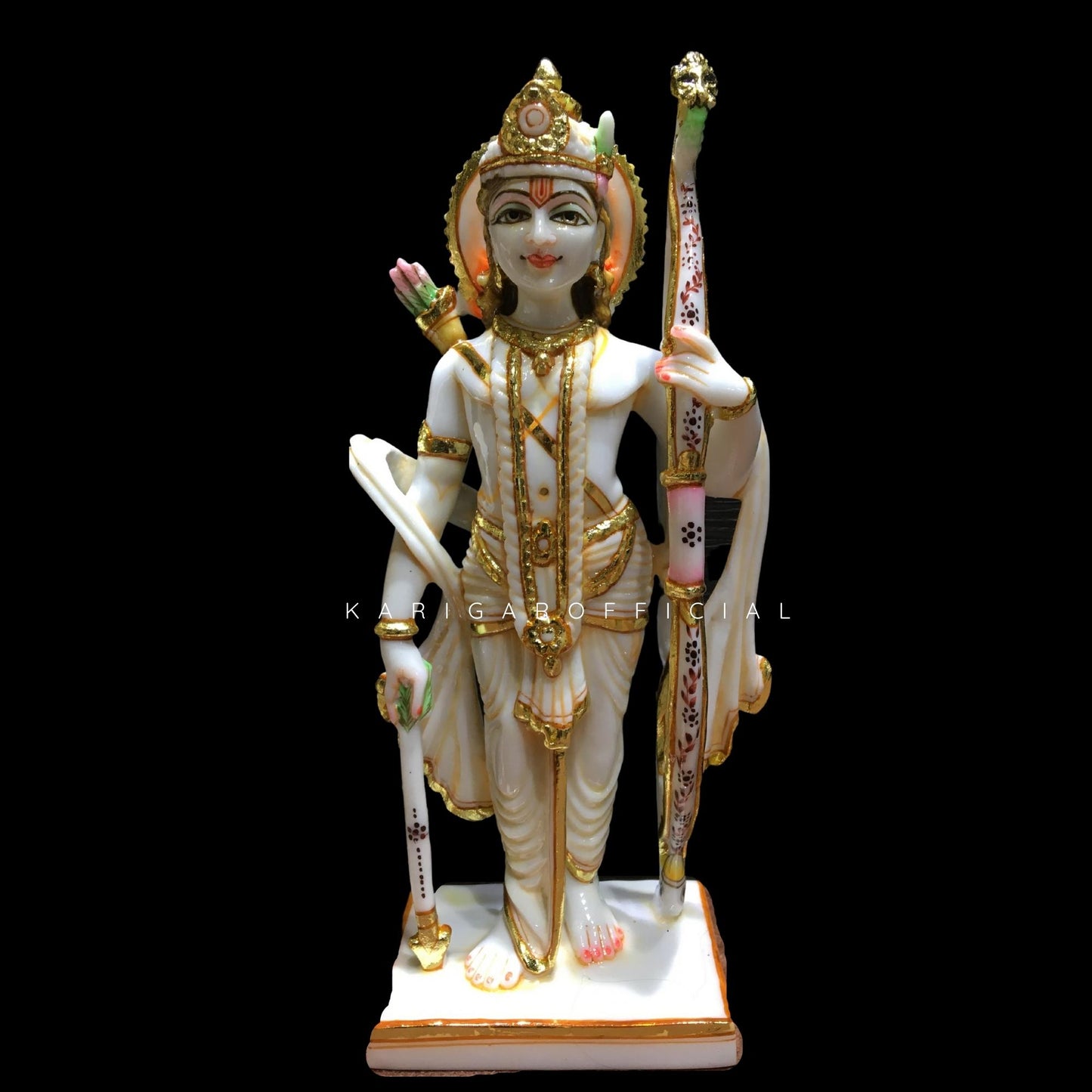 Ram Darbar Statue, Large 12 inches White Marble Gold Leaf Work Ram Darbar Murti, Hindu Religious Shri Ram Sita Laxman Hanuman Idol, Beautiful Home Temple Sculpture Housewarming Gifts