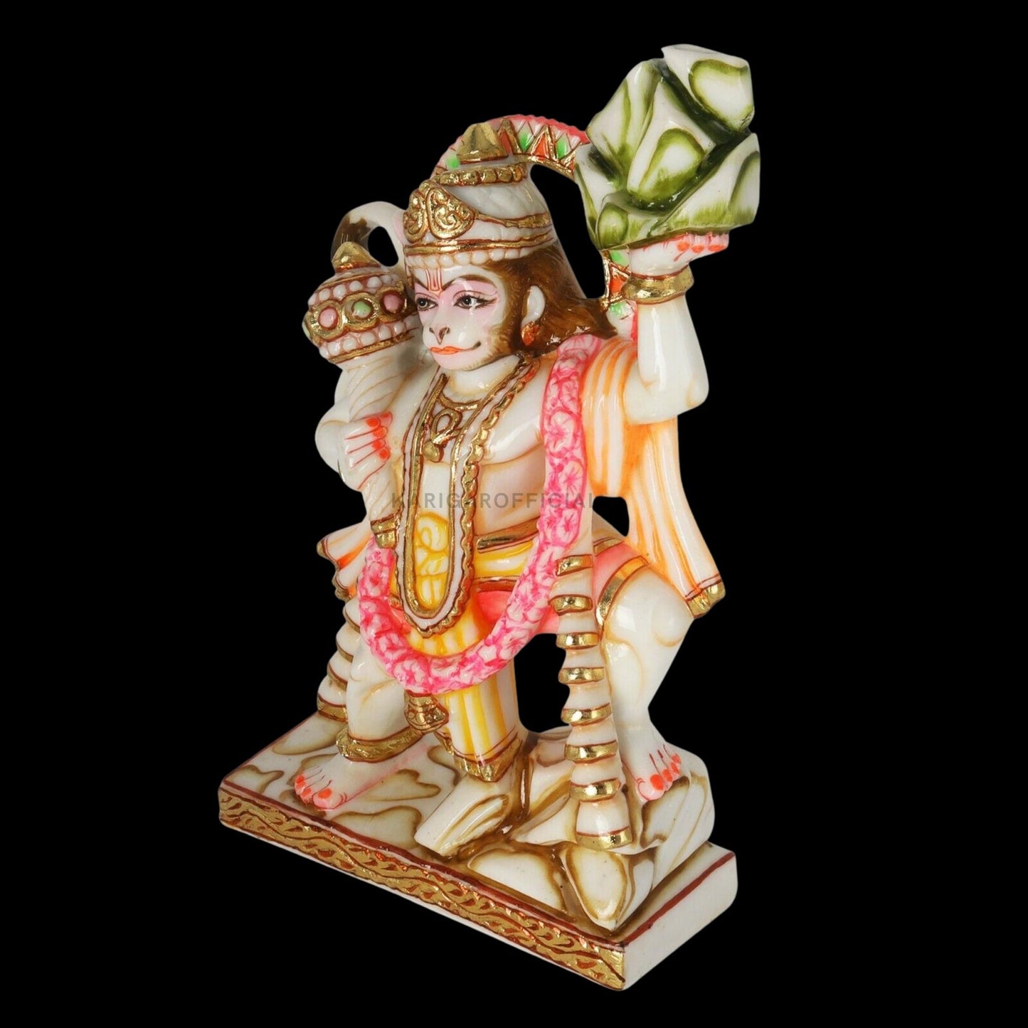 Lord Hanuman Statue, 12 inches Hand Painted Marble Blessing Lord Hanuman Figurine, Hanuman Idol. Hindu Monkey god of Devotion, Strength, Celibacy & Bhakti