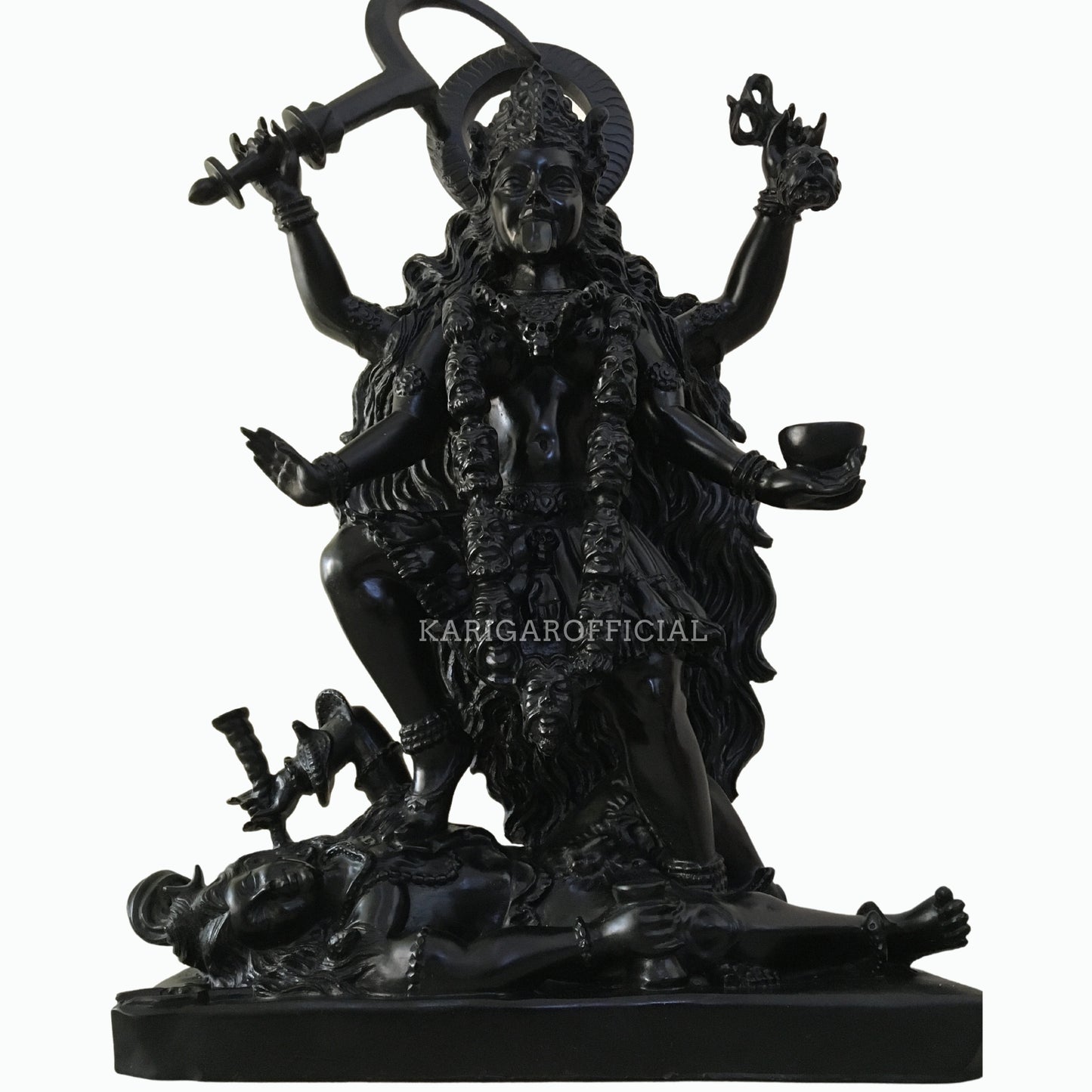 Maa Kali Standing on Shiva 27 inches Black Mahakali Statue for Home Temple