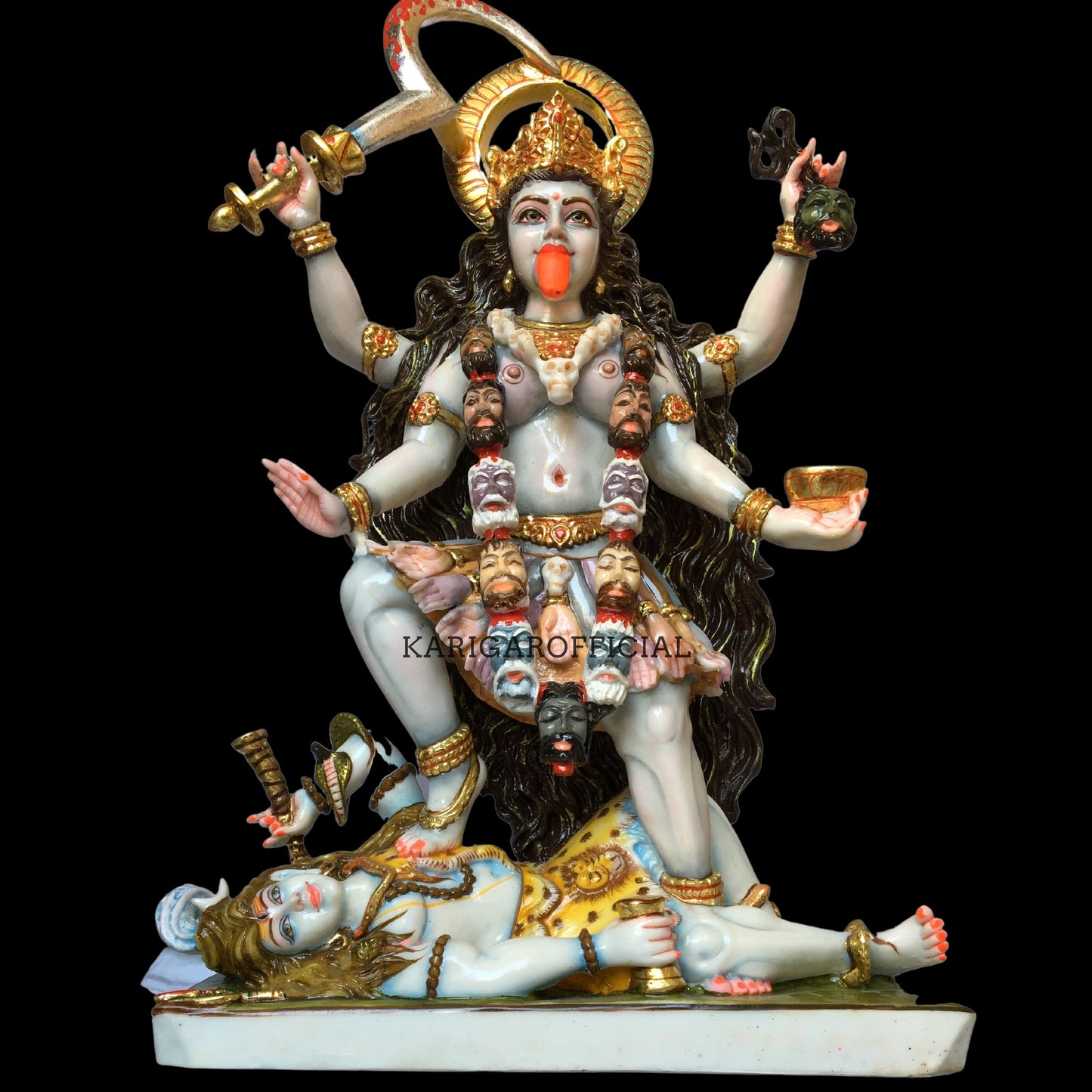 Maa Kali de pie sobre Shiva Estatua grande de Mahakali de 27 pulgadas para el templo del hogar 