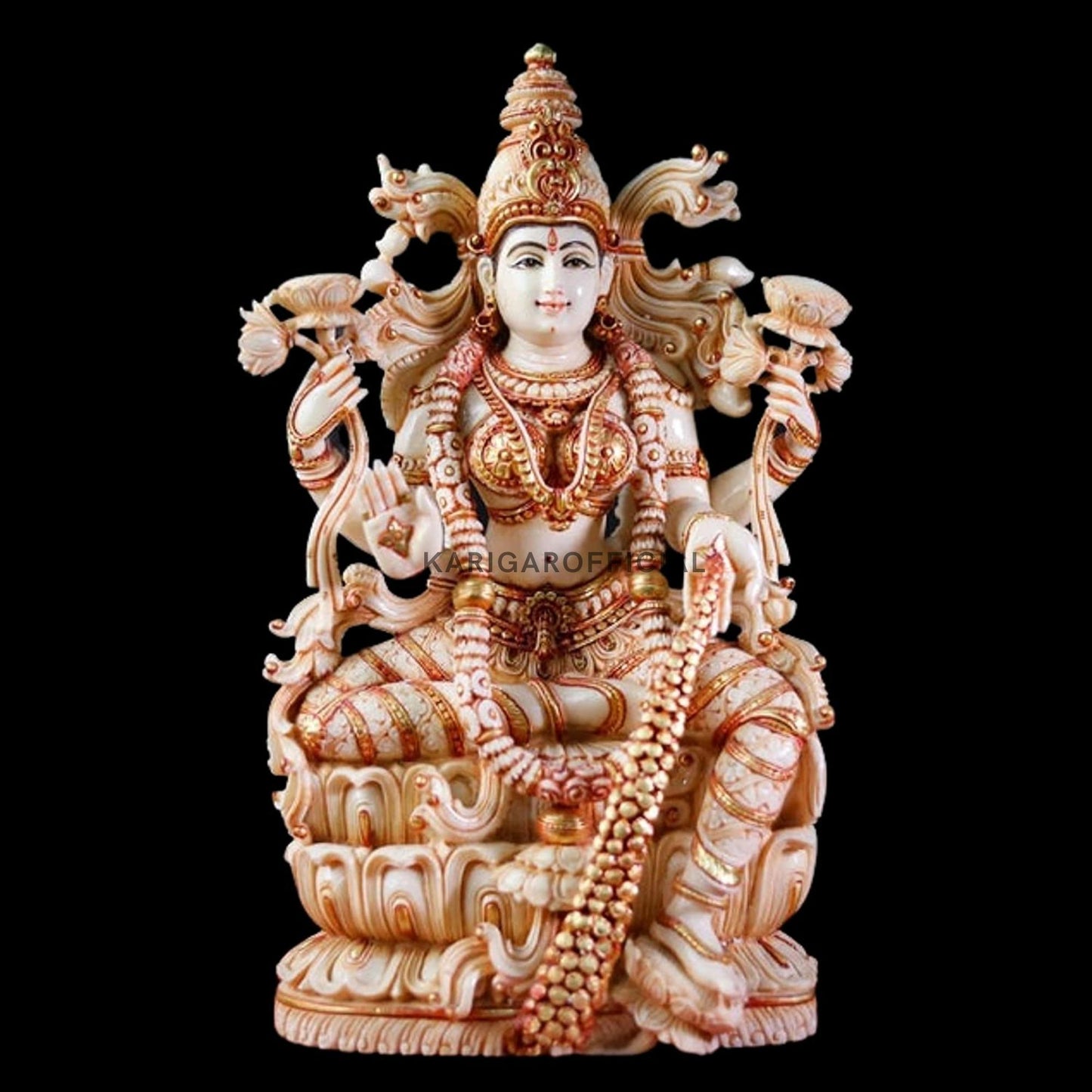 Estatua de Lakshmi 15 pulgadas Grande Laxmi Murti Mármol Diosa india Lakshmi Idol Gran estatuilla de mármol Laxmi Dinero diosa de la riqueza Laxmi ídolo Lakshmi Diwali Regalos de aniversario de boda Escultura de decoración del hogar