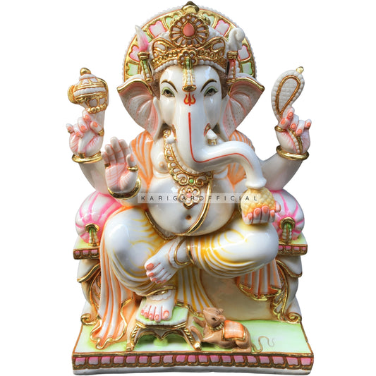 Ganesha Statue Large 24 inches Multicolor Marble Ganapati Idol For Home Temple Housewarming Gifts