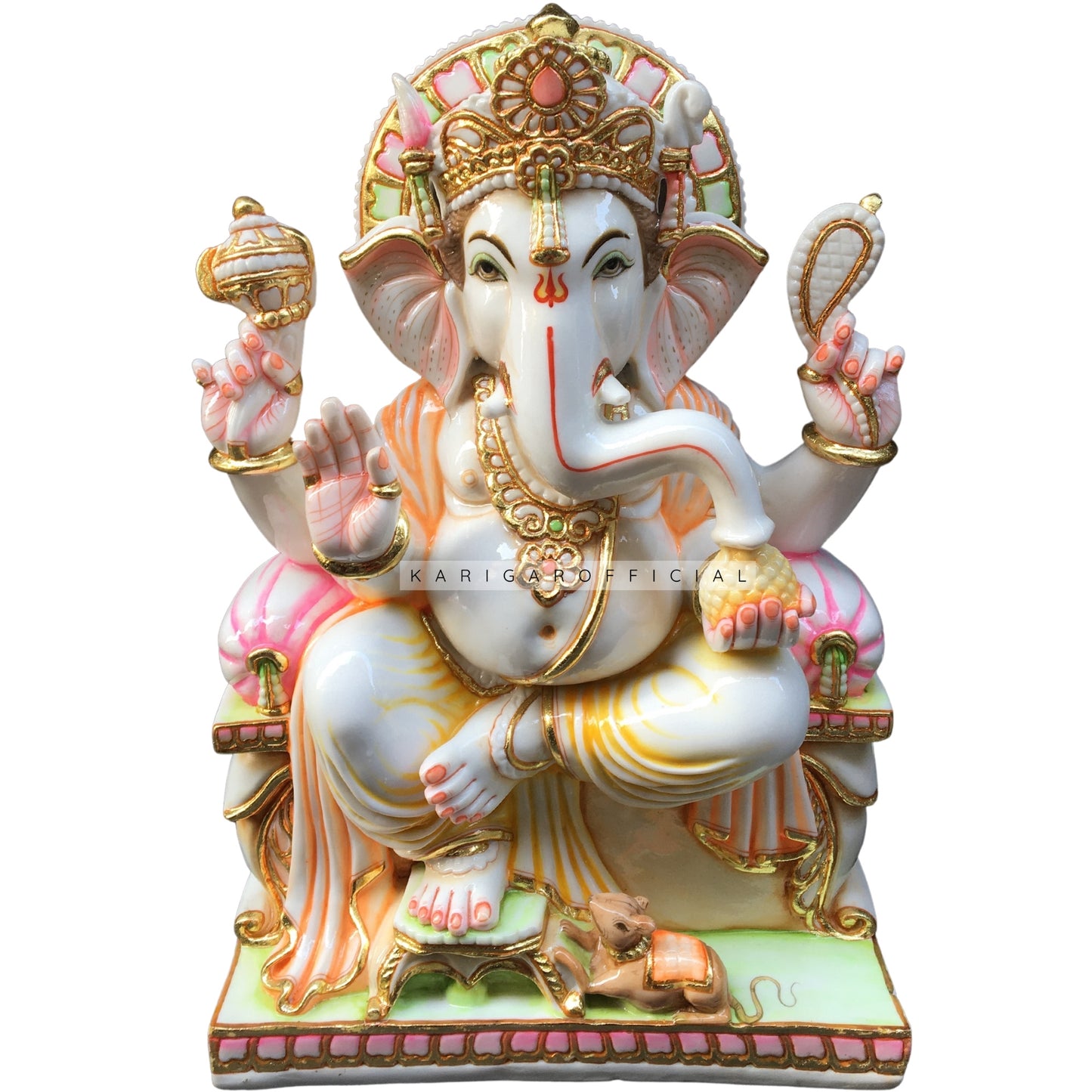 Ganesha Statue Large 24 inches Multicolor Marble Ganapati Idol For Home Temple Housewarming Gifts