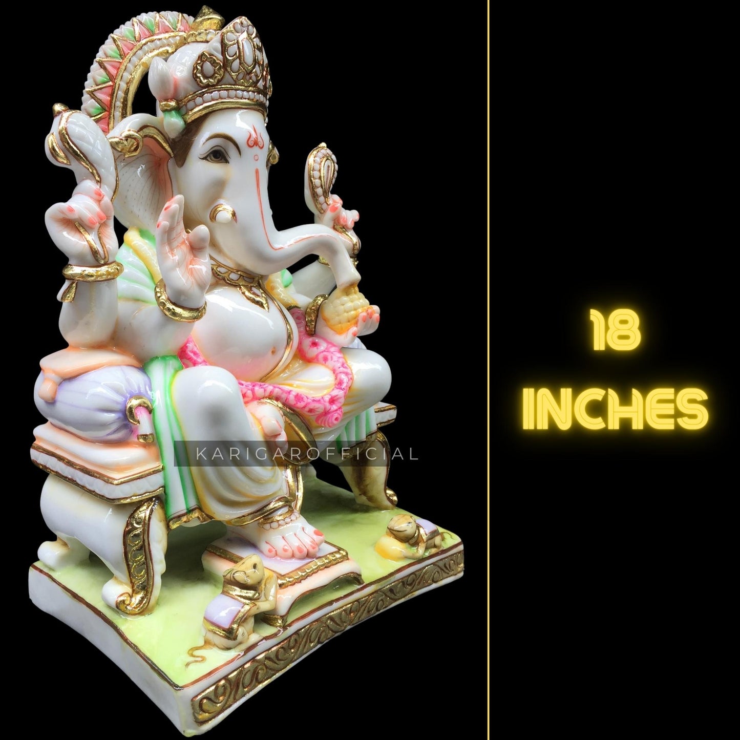 Ganesha Statue Large 18'' Marble Ganesh Murti Best Housewarming Gift