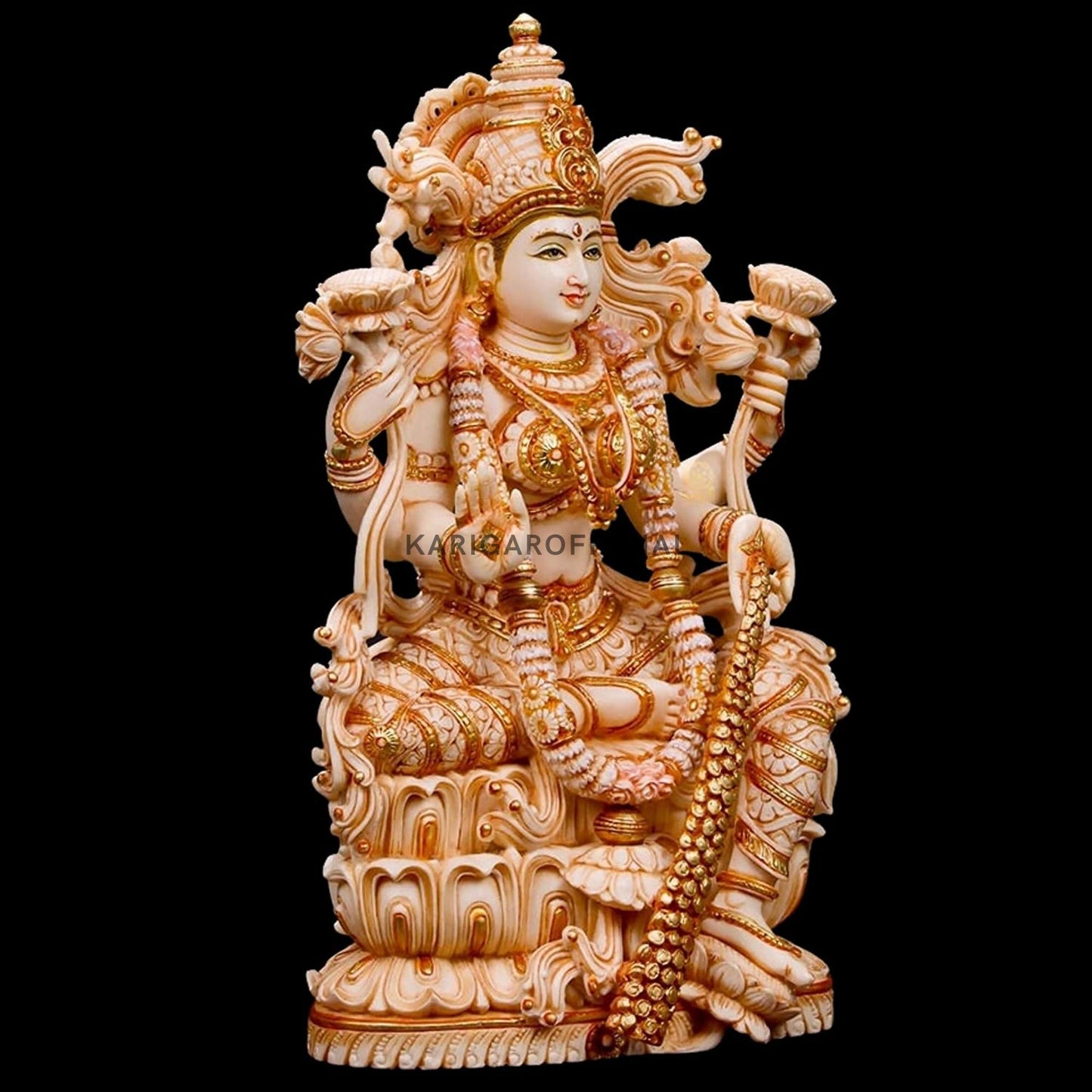 Lakshmi statue - 15 inches Marble goddess Indian goddess Big Lakshmi Statue - Marble Figurine of Laxmi, Goddess of wealth, Immortal nectar, Laxmi idol - Lakshmi sculpture Home decor Anniversary gifts