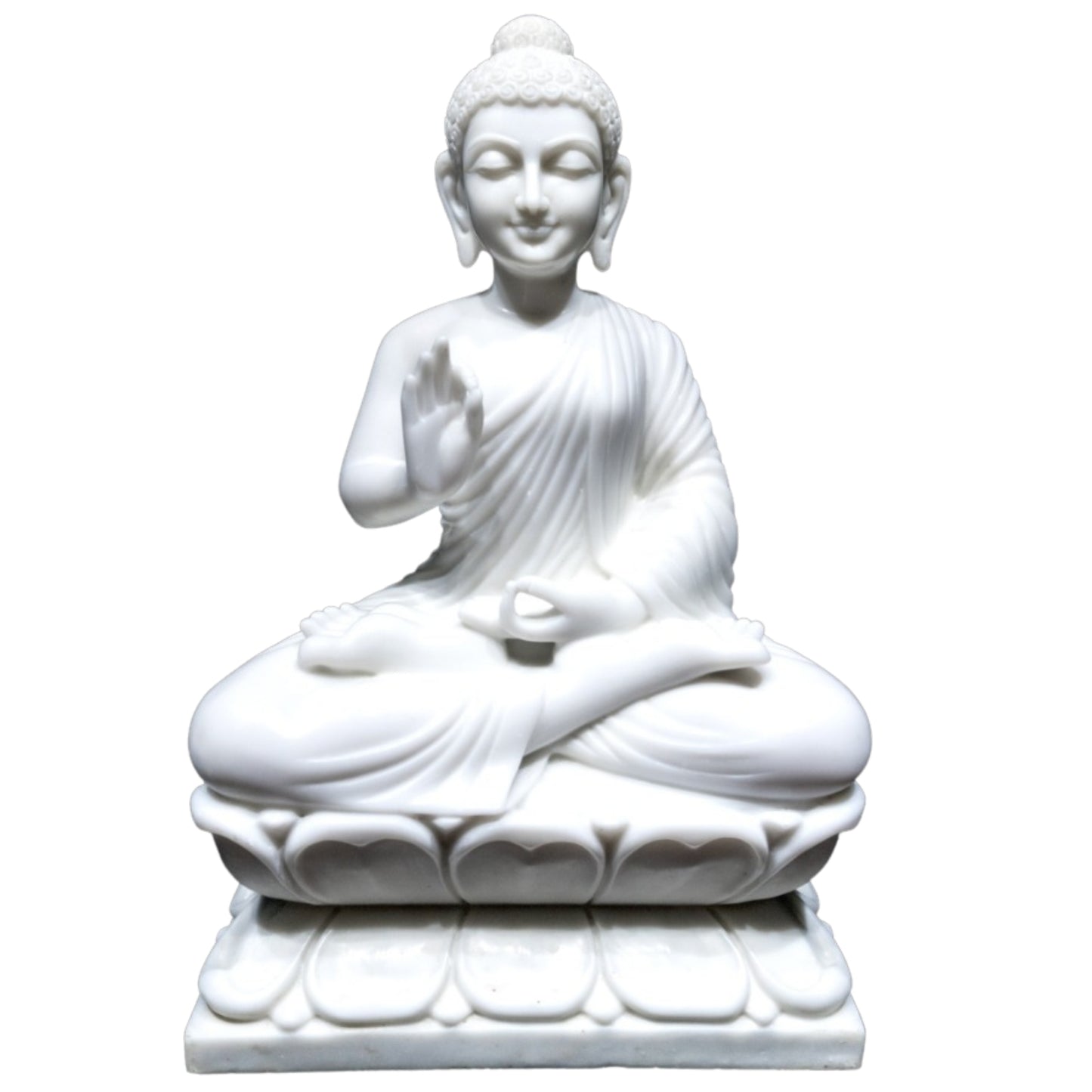 White Marble Buddha statue 24'' Special Spiritual Gift For Yoga Studio