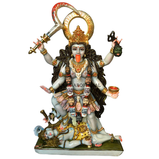 Maa Kali de pie sobre Shiva Estatua grande de Mahakali de 27 pulgadas para el templo del hogar 
