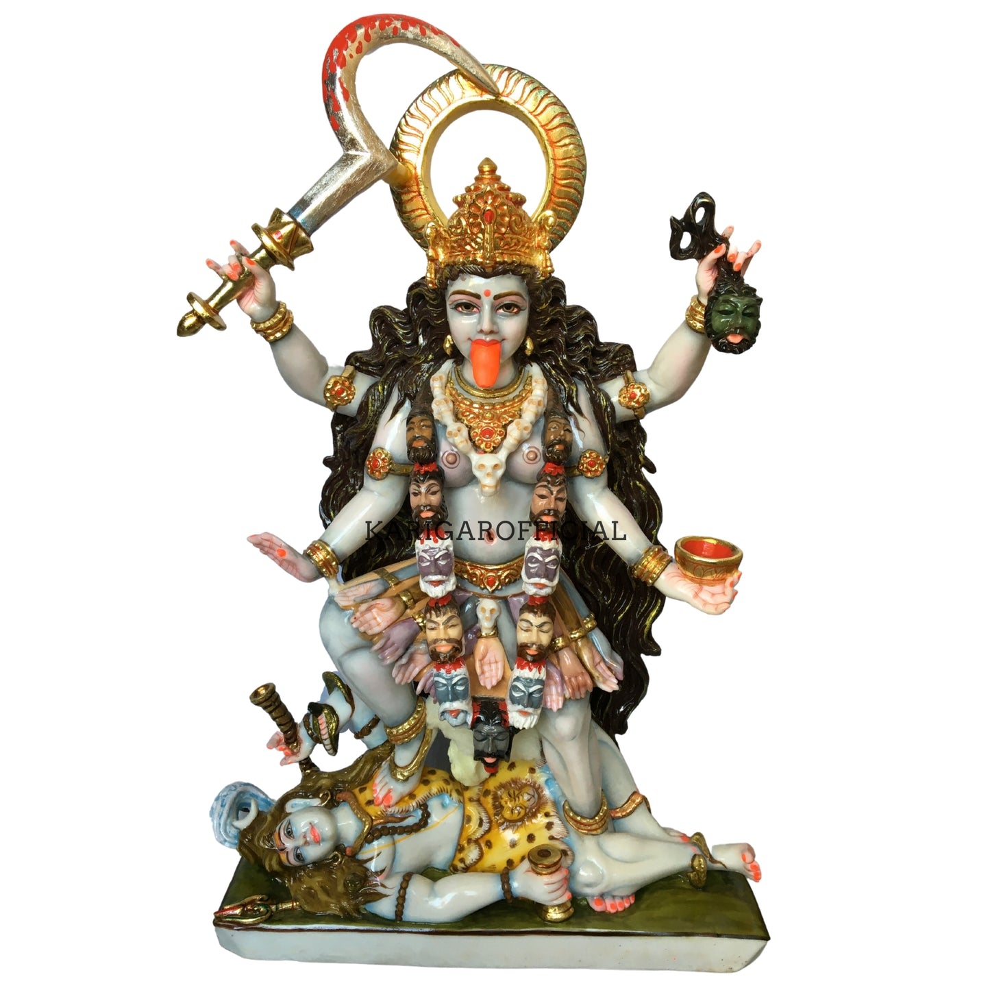 Maa Kali de pie sobre Shiva Estatua grande de Mahakali de 27 pulgadas para el templo del hogar 