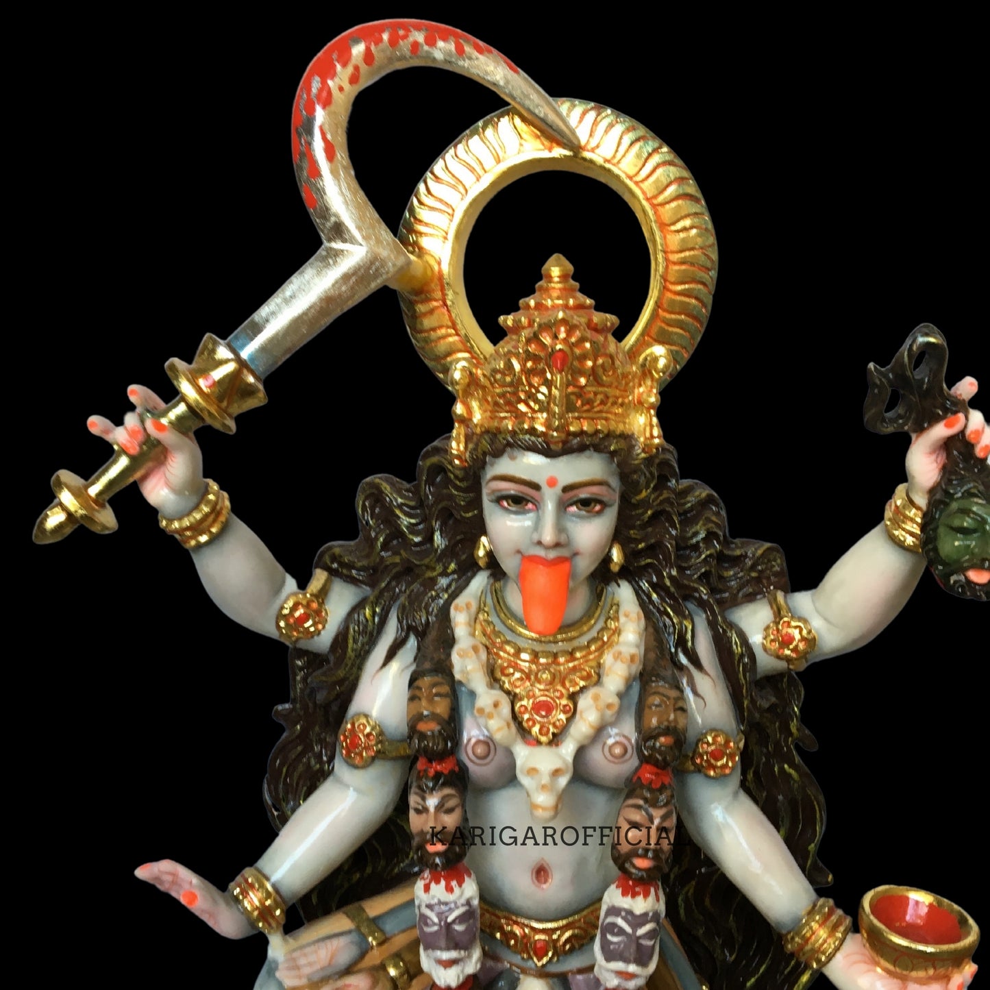 Maa Kali de pie sobre Shiva Estatua grande de Mahakali de 27 pulgadas para el templo del hogar 