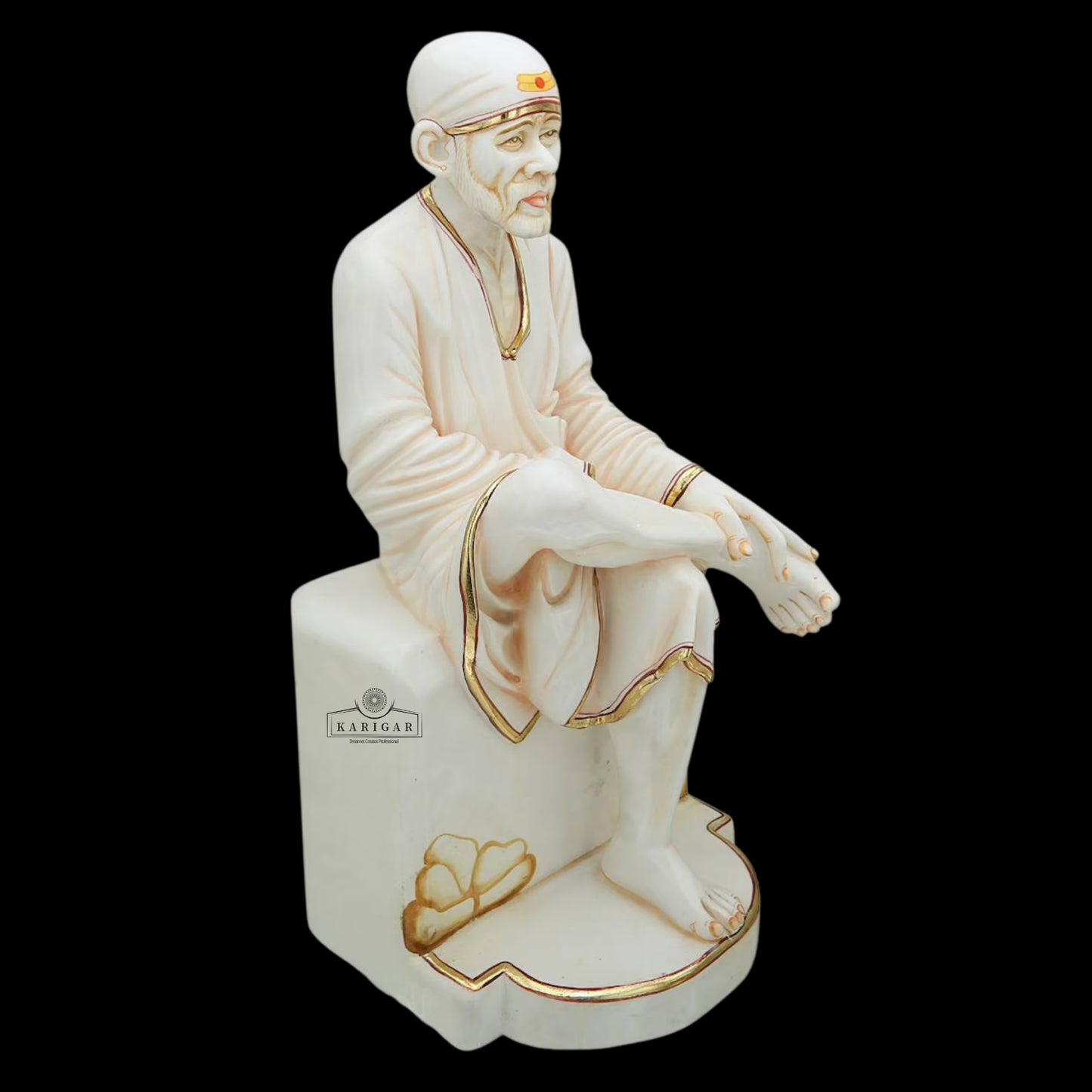Estatua de Sai Baba Gran ídolo de Sai Baba de mármol, estatua divina, figura de Sai Baba, Shirdi Sai Baba, estatua de Sai Baba de mármol puro, Sri DattaGuru (15 pulgadas) (18 pulgadas)