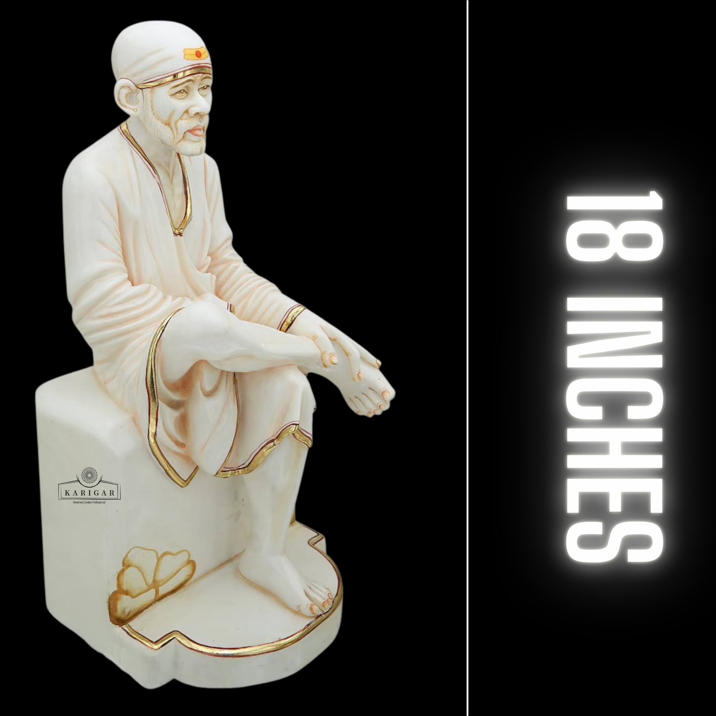 Sai baba Statue Large Marble Sai baba idol, divine statue, Sai baba figurine, Shirdi Sai Baba, Pure Marble Sai Baba Statue, Sri DattaGuru (15 inches) (18 inches)