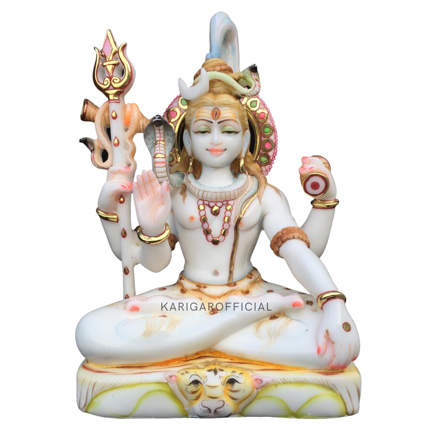 Shiva Statue Murti, Large 12 inches Shiv Idol, White Marble Mahadev Shankar Sculpture, Hindu Religious God Bholenath Figurine, Supreme Lord of Yoga & Meditation, Temple Pooja Housewarming Gift