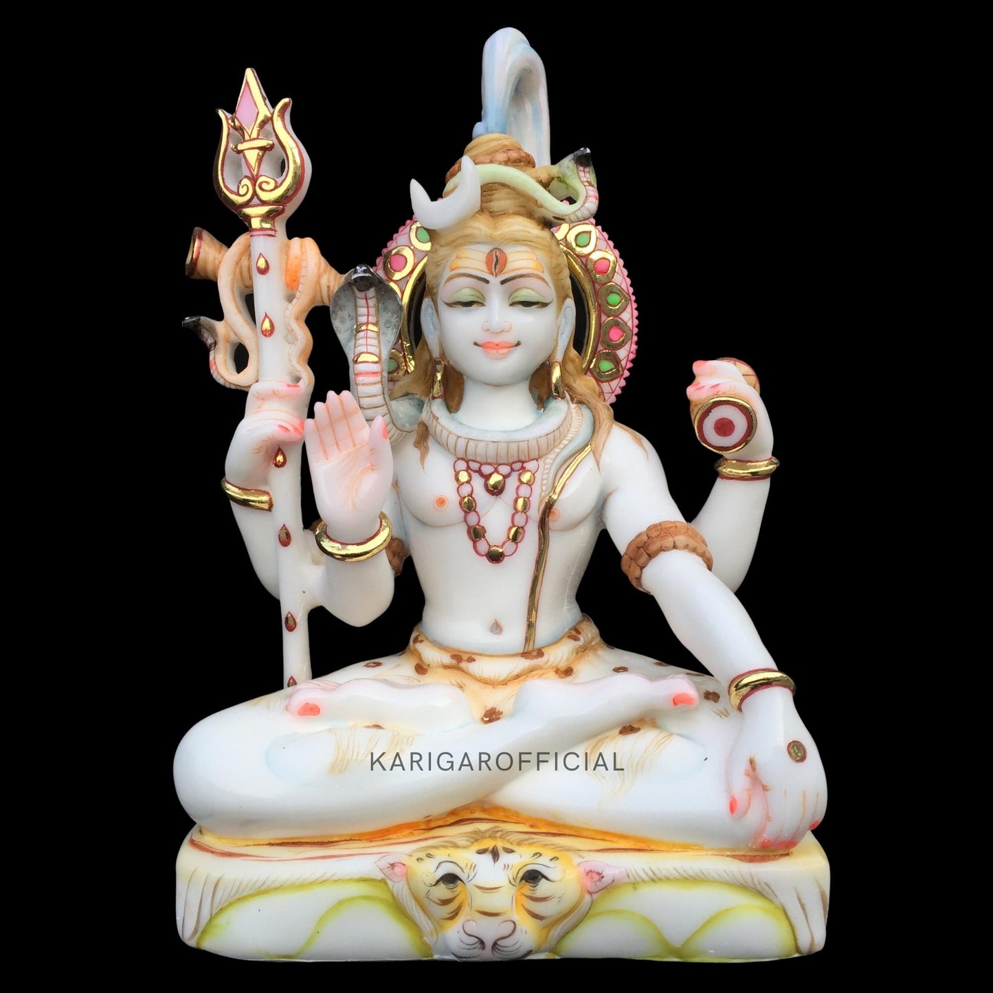 Shiva Statue Murti, Large 12 inches Shiv Idol, White Marble Mahadev Shankar Sculpture, Hindu Religious God Bholenath Figurine, Supreme Lord of Yoga & Meditation, Temple Pooja Housewarming Gift