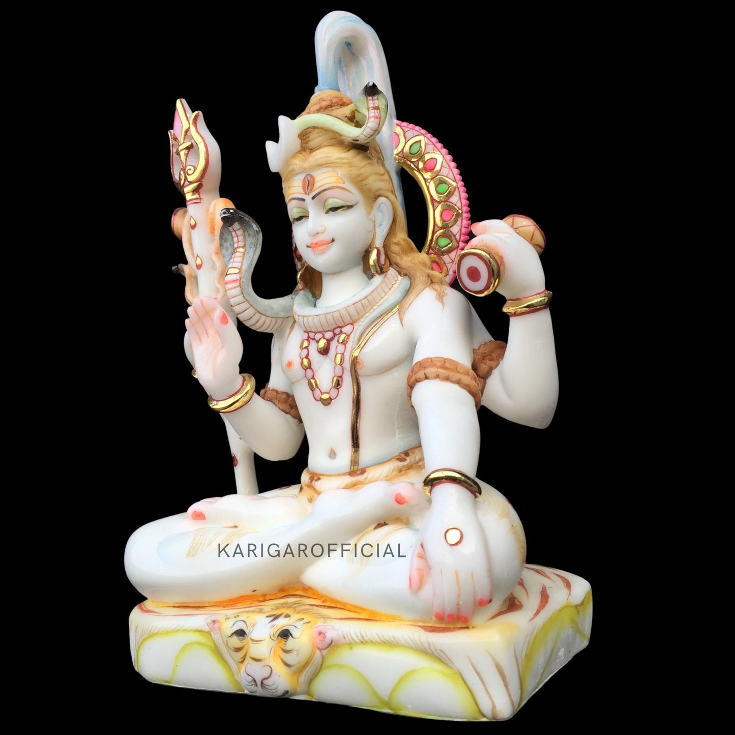 Shiva Statue Murti, Large 12 inches Shiv Idol, White Marble Mahadev Shankar Sculpture, Hindu Religious God Bholenath Figurine, Supreme Lord of Yoga & Meditation, Temple Pooja Housewarming Gift