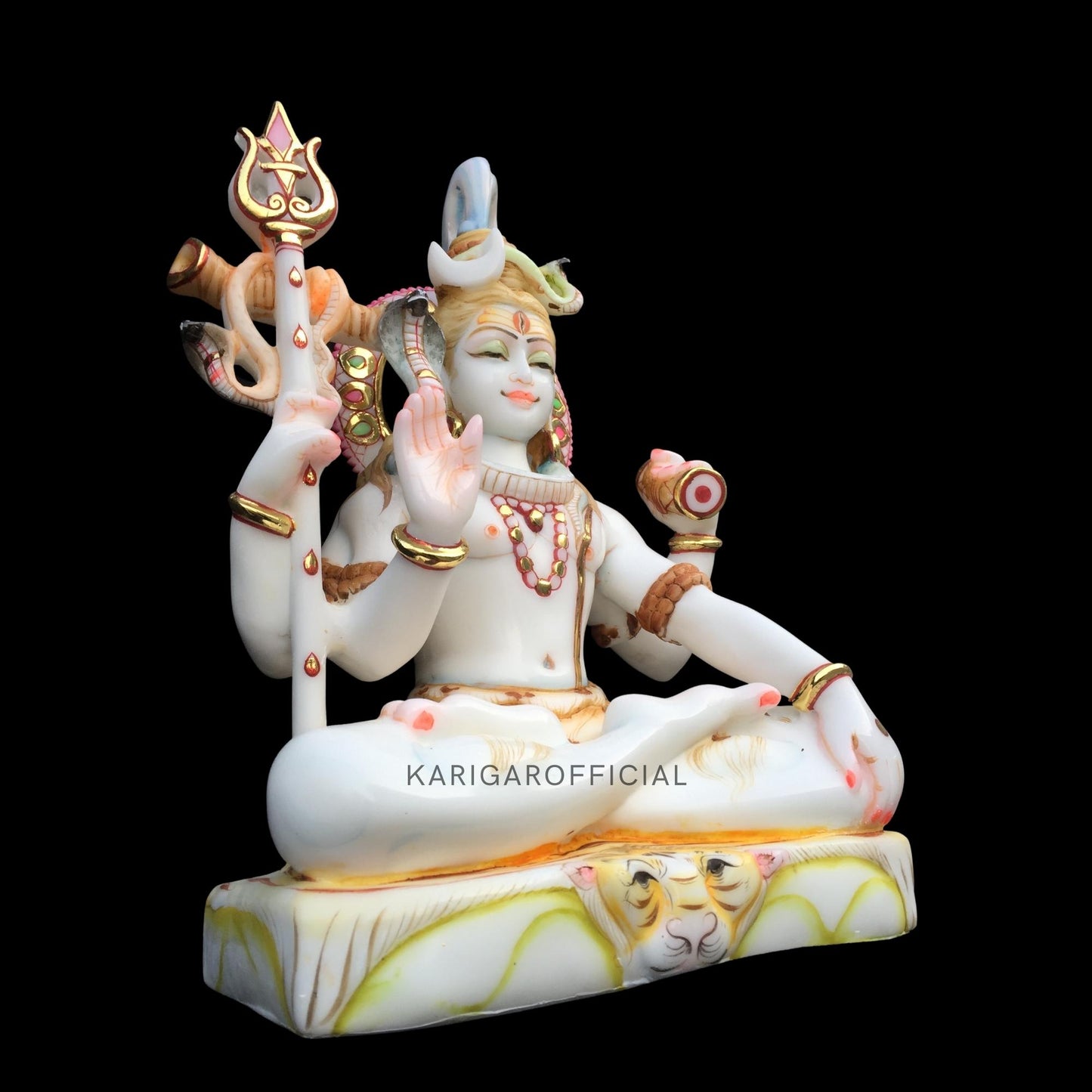 Shiva Statue Murti, Large 12 inches Shiv Idol, White Marble Mahadev Shankar Sculpture, Hindu Religious God Bholenath Figurine, Supreme Lord of Yoga & Meditation, Temple Pooja Housewarming Gift
