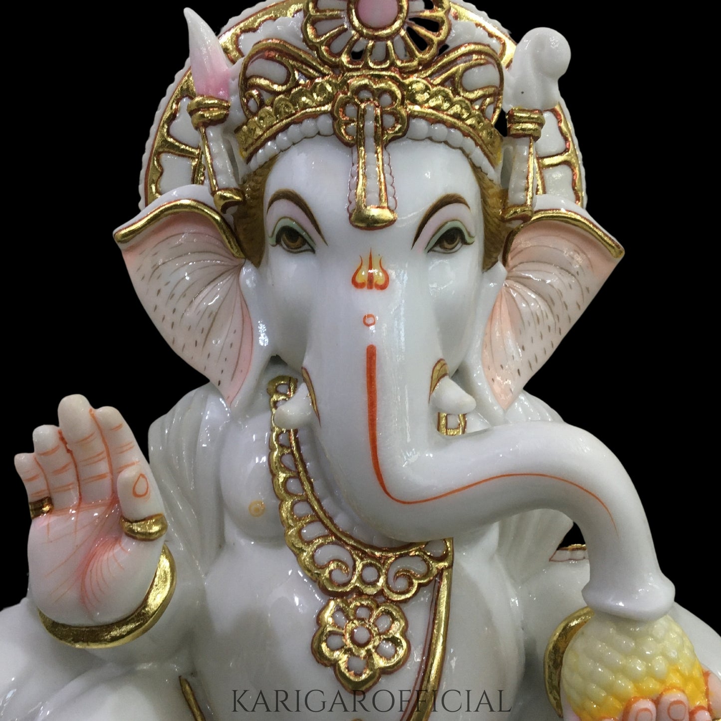 Ganesha Murti Statue 24 inches White Gold Marble Ganapati Idol Perfect Housewarming Gift Home First Ganesha
